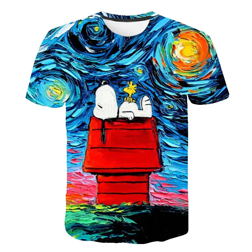 

Focus on Cross-border Fast-selling Oil Paint Snoopy Digital Printing 3D T-shirt Direct Sale by Foreign Trade Manufacturers