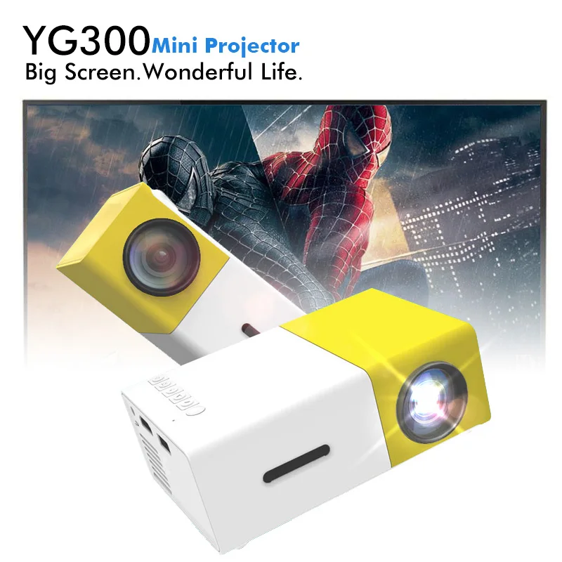 

YG300 Portable Mini Projector LED Mini Proyector For Video Games Home Theater Support HDMI USB SD Output Home Media Player