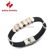 Мужские ювелирные изделия Шарм Браслет Золотой Серебряный Браслет Силиконовый серебряный браслет из титановой стали круглые браслеты и браслет магнетисподарок мужской