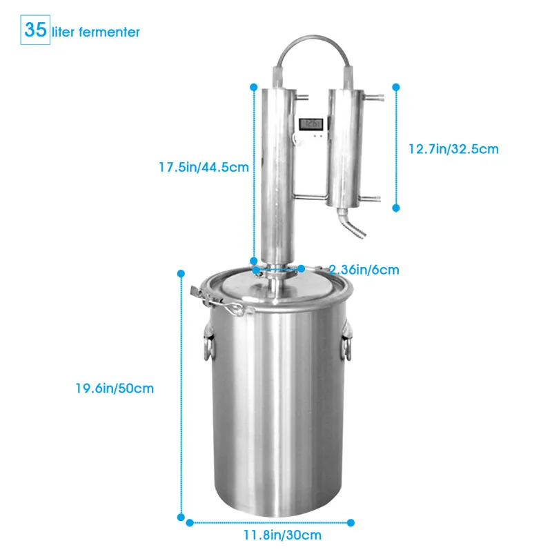 DIY алкогольный дистиллятор домашний 12л/20л/35Л Самогонный дистиллятор пивоваренный набор из нержавеющей меди для вина, пива, виски, набор для пивоварения эфирное масло