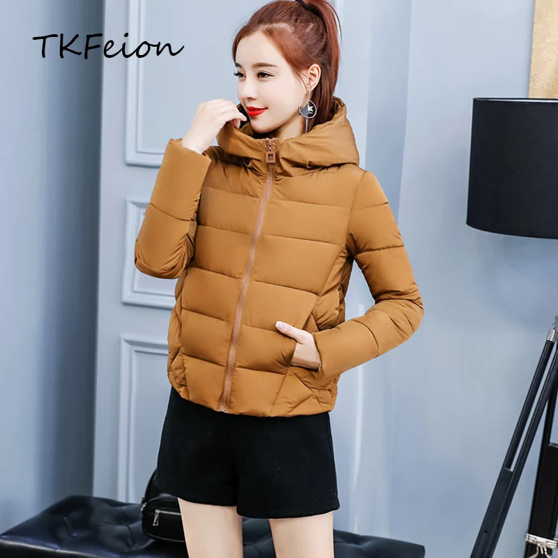 

Womens Autumn Winter Jackets 2019 Spring Fashion Ladies Slim Cotton Parka Black Red Short Style Female Casual Warm Hooded Coats