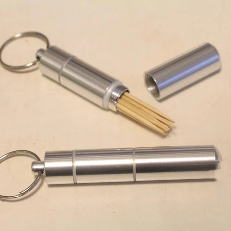 Portable Metal Pill Bottle Container Aluminum Holder Keychain Medicine