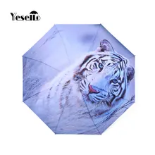 Yesello тигр картина зонтик 3 складной животное дождь зонтик женский подарок девочки Анти-УФ водонепроницаемый портативный путешествия зонты