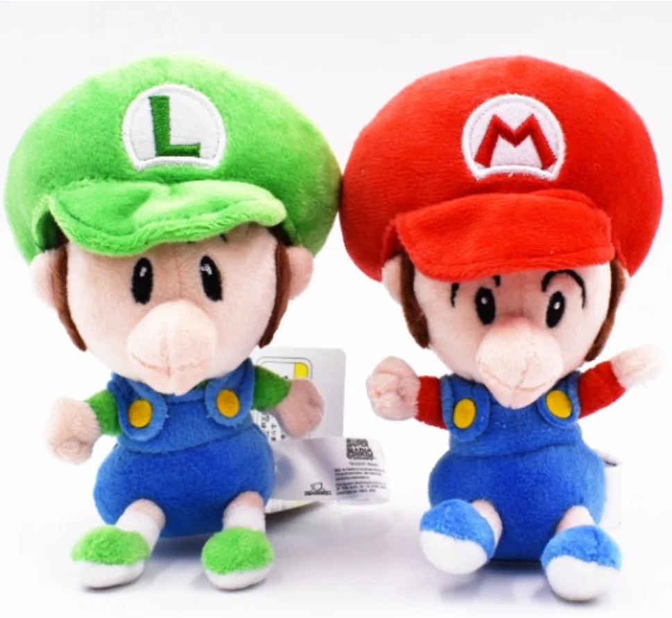 

Free Shipping 14cm High Quality Cute Super Mario Luigi Soft Plush Q Version Baby MARIO BROS Doll for Kids Hot Gift