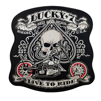 

10.5 Inches Patches For Clothes LUCKY 7 Huge Embroidery Biker Patches For Jacket Back MC PUNK Badge Stickers Clothing Patch