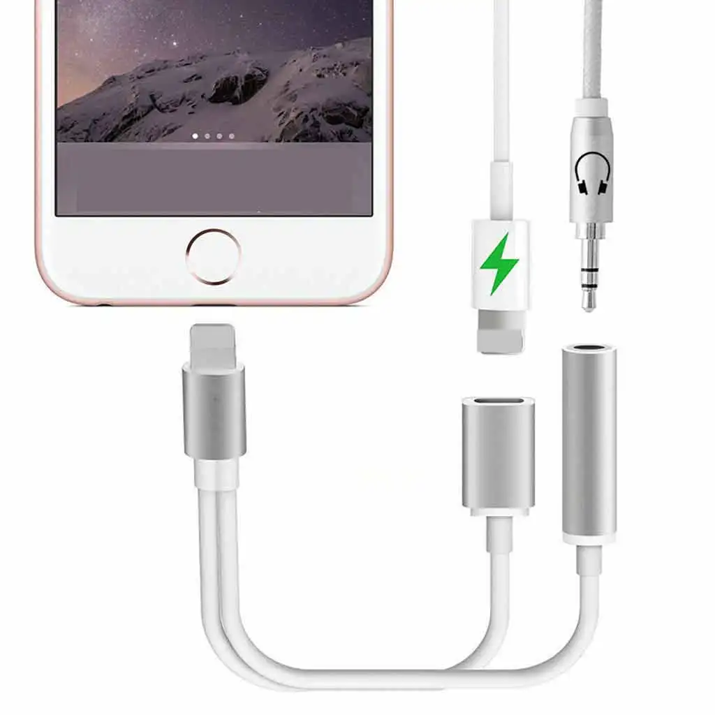 For IPhone 7 Plus 2 In 1 8 Pin To 3.5mm Headphone Jack Adapter Charge
