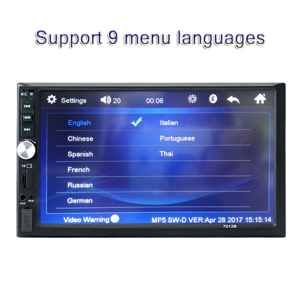 Автомобильный аудио стерео Bluetooth Авто Радио HD 7 дюймов 2 DIN сенсорный экран