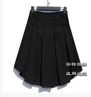 Новые стильные женские плиссированные юбки черного, серого цвета модные короткие юбки до середины икры для девочек на зиму и осень - Цвет: black