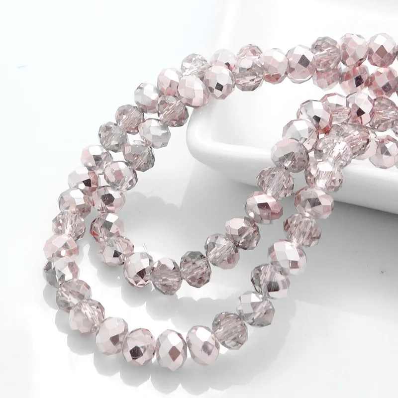 

Fashion Colors 100pcs Rondelle Faceted Crystal Glass Loose Spacer Beads DIY 6mm HA95