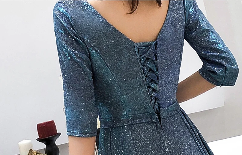 Evening Dresses Long Pretty Sexy Friendly Fabric Half Sleeves O-neck Ruched Beading Sparkle New Formal Party Gowns 2019 Evening Dresses Long Pretty Sexy Friendly Fabric Half Sleeves O-neck Ruched Beading Sparkle New Formal Party Gowns 2019