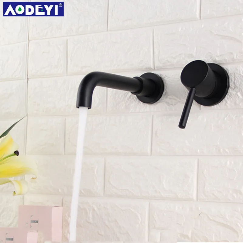 Billige Neue 210MM Massivem Messing Wand Montiert Becken Wasserhahn Bad Mischbatterie Heißer und Kalten Wasserhahn 360 grad rotation Auslauf