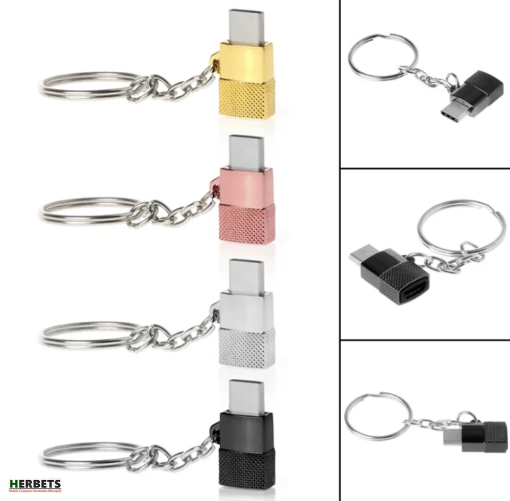 

USB Type C Adapters USB-C Male to Micro USB Female Charger Connector with Keychain for Samsung Galaxy S9 S8 A8 Plus S8+ Note 8
