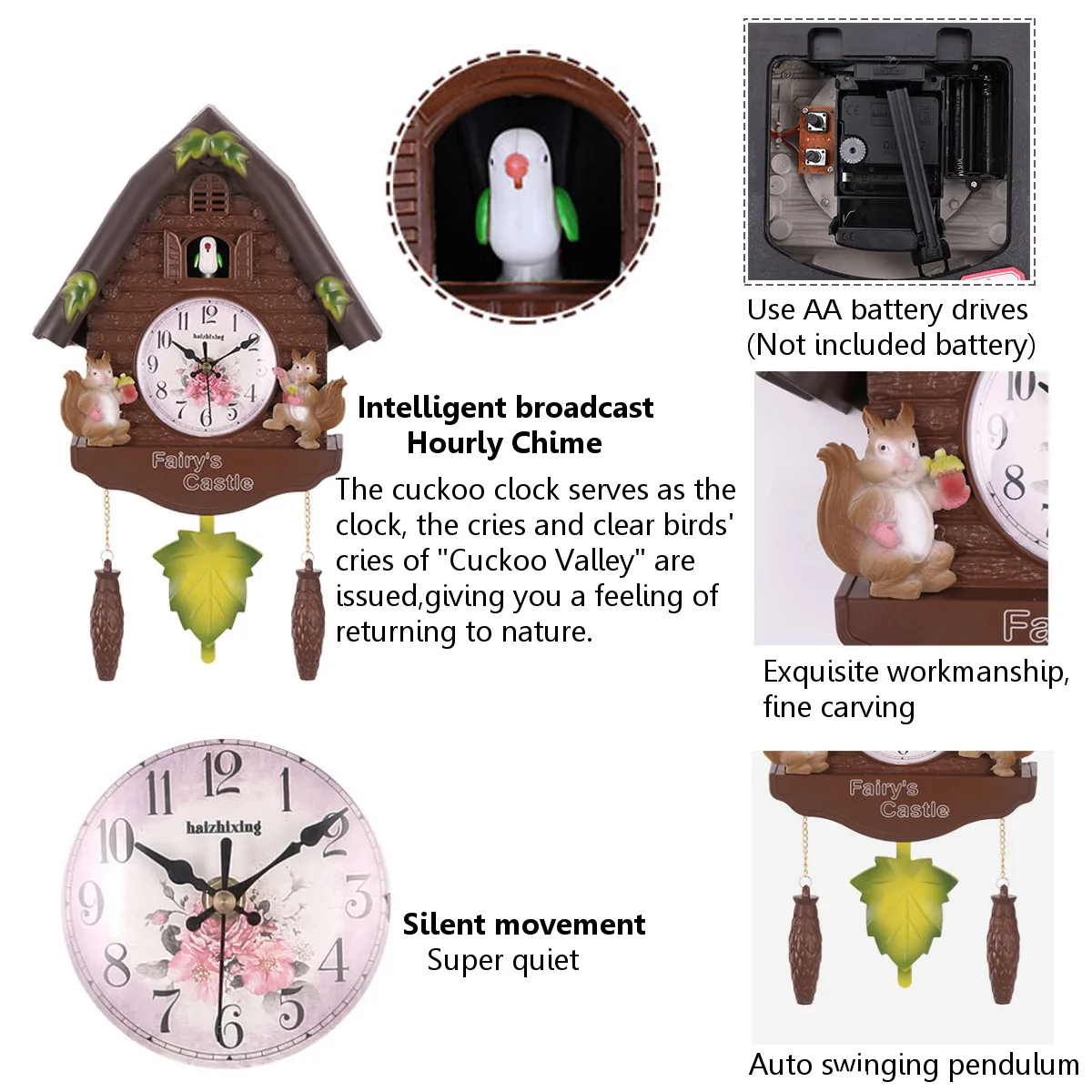 Горячие новые настенные часы, антикварные деревянные часы в форме птицы, колокольчик, часы с будильником, часы для дома, комнаты, ручной работы, художественный Декор