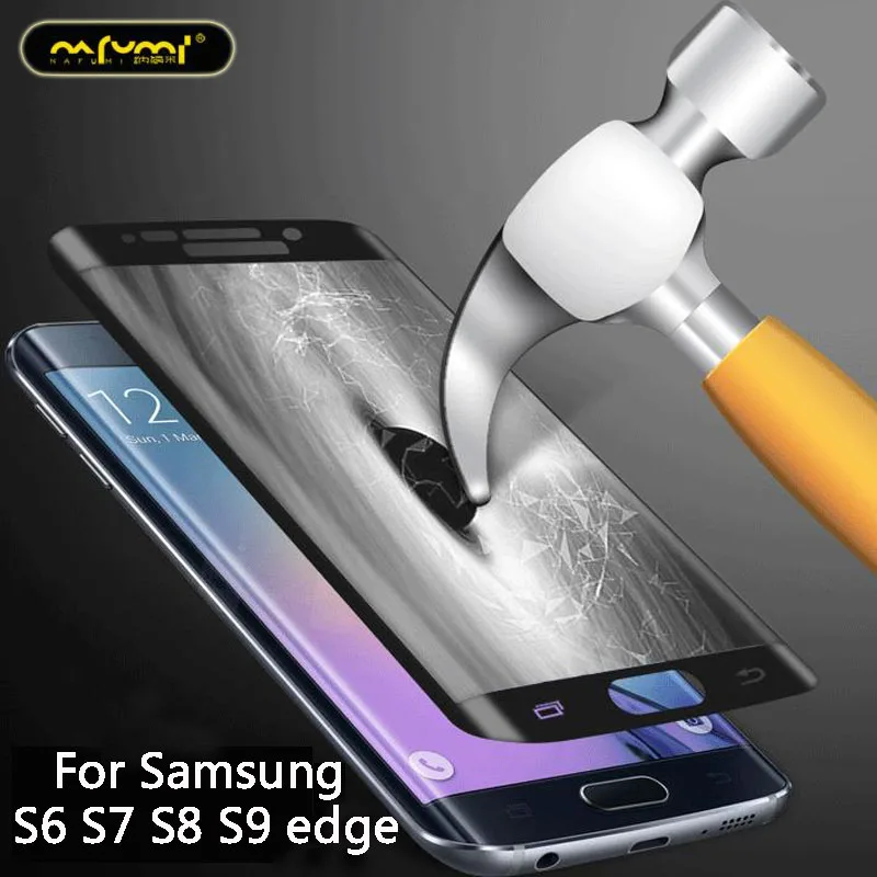 

Full Cover Screen Protector Tempered Glass For Samsung S6 S7 S8 S9 edge toughened glass 3D surface Full Curved Protector Film
