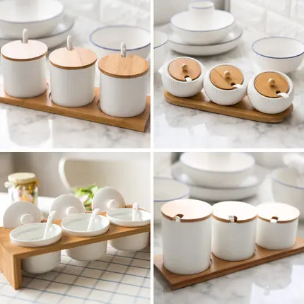 Керамические горшки для приправ набор с сахарными баночками туалетный ящик Японский творческий кухонные принадлежности