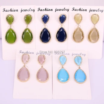 

Fashion 6Pair Teardrop Opal Earrings Gem stone Dangle Earring,Cat Eyes' Stone Earrings Jewelry