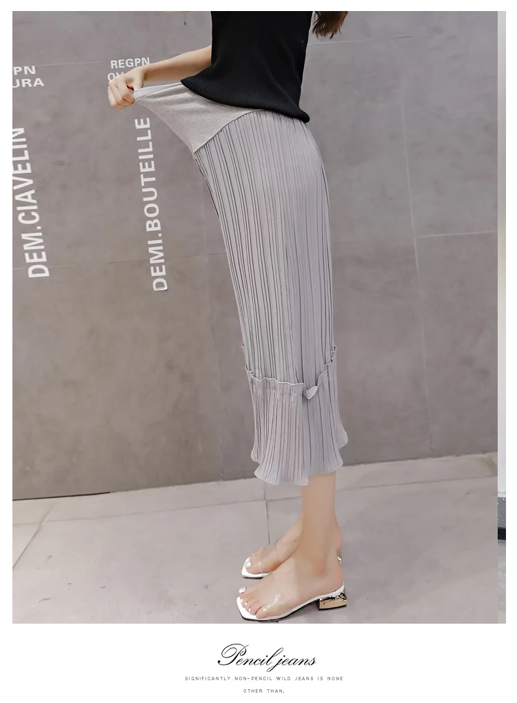 Korean version of chiffon wide leg pants pleated nine points wide leg pants loose casual pants pleated stomach lift pants