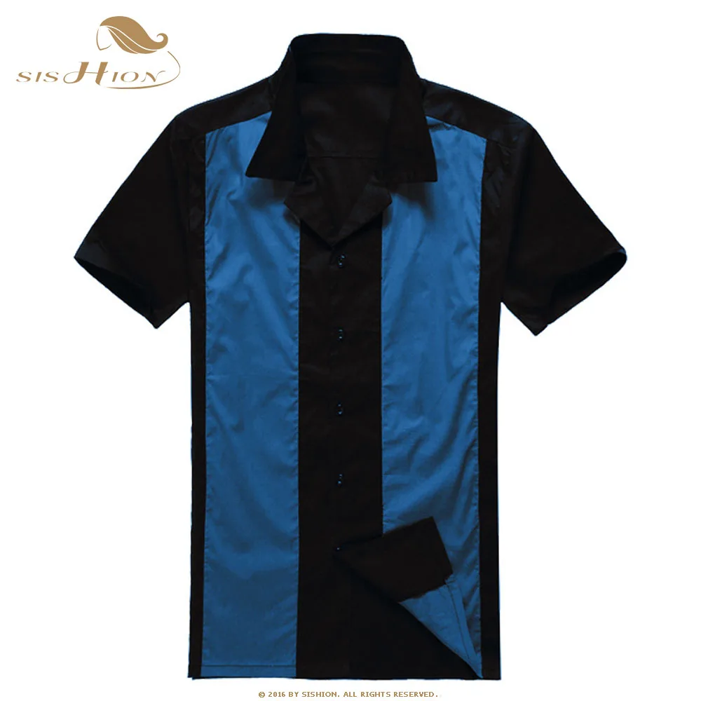 SISHION خمر الرجال البولينج قميص camisa الغمد ST107 قصيرة الأكمام واحدة الصدر الصيف خليط رجالي تي شيرتات قطن SISHION خمر الرجال البولينج قميص camisa الغمد ST107 قصيرة الأكمام واحدة الصدر الصيف خليط رجالي تي شيرتات قطن