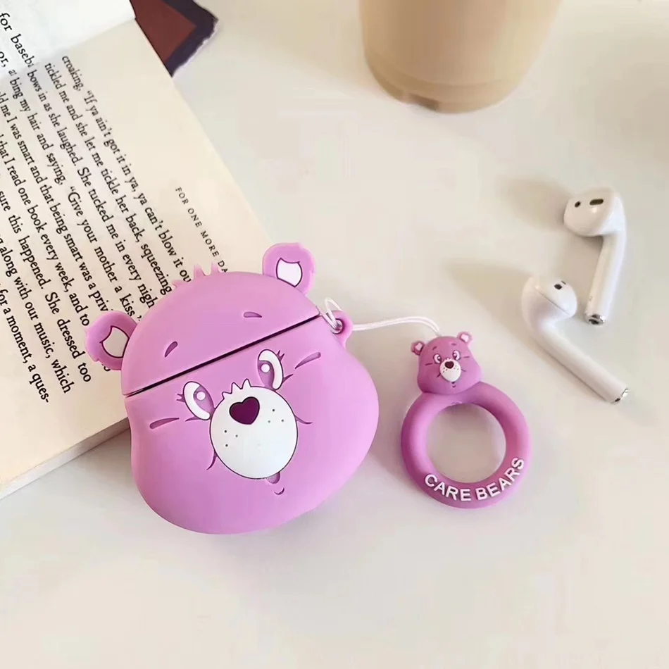 Мультяшный наушник, чехол для AirPods, силиконовый чехол для камеры с милым медведем, чехол для Apple Air Pods, милые наушники с сердцем, аксессуары, ремешок - Цвет: 296M