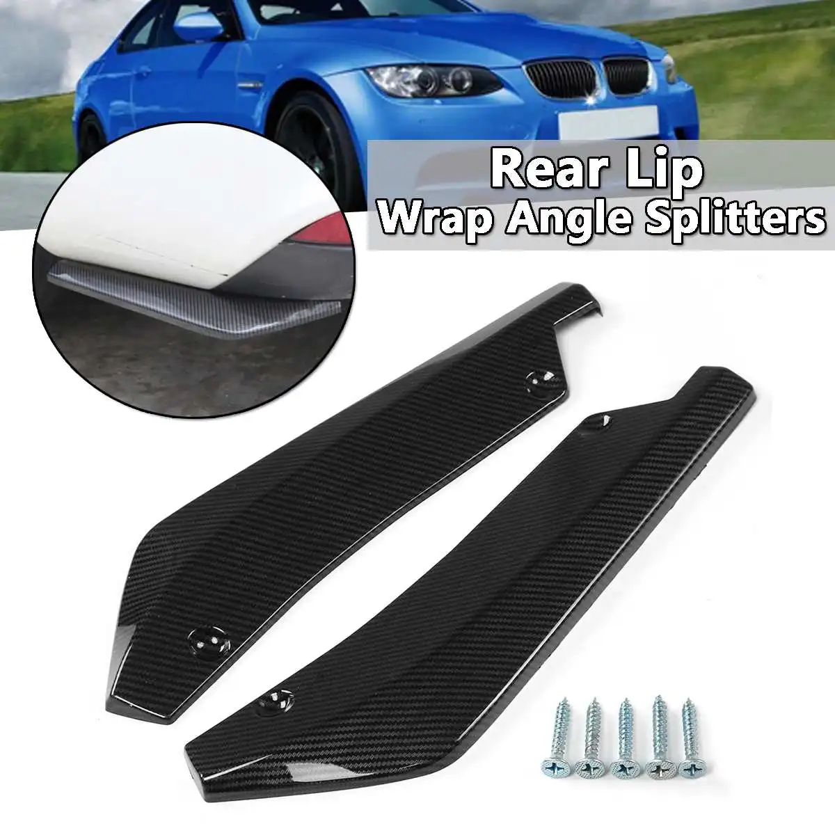 

2pcs Universal Carbon Fiber Look Car Rear Bumper Splitter Lip Diffuser Spoiler Protector Rear Lip For Benz For BMW For Ford