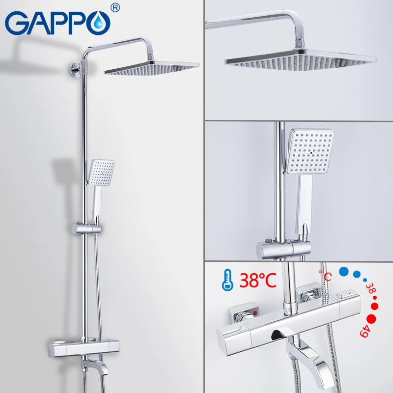GAPPO wall mount shower faucet bath tap mixer rainfall shower set thermostatic water mixer brass shower mixer tap