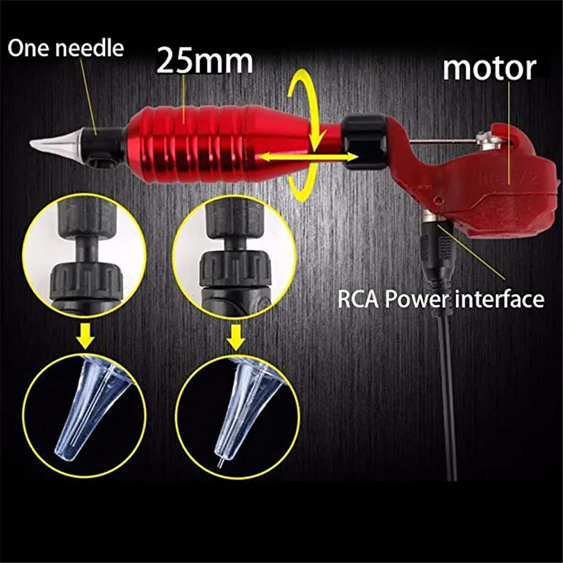 Перманентный макияж ручка татуировки Поставки 1 шт. труба подводка для глаз губ роторная татуировка машина пистолеты RCA соединение с ручка