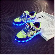 Eur size 25-34 Children LED luminous shoes boys girls USB recharg shoes casual flat kids sneakers colorful light children shoes