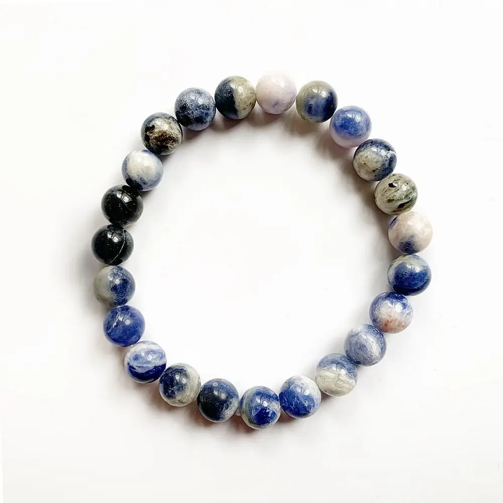 Bhuann 8mm Natural Sodalite Stone Blue Vein Beads Bracelet Handmade Stretch Elastic Cord Strand Dropship 1pc | Украшения и