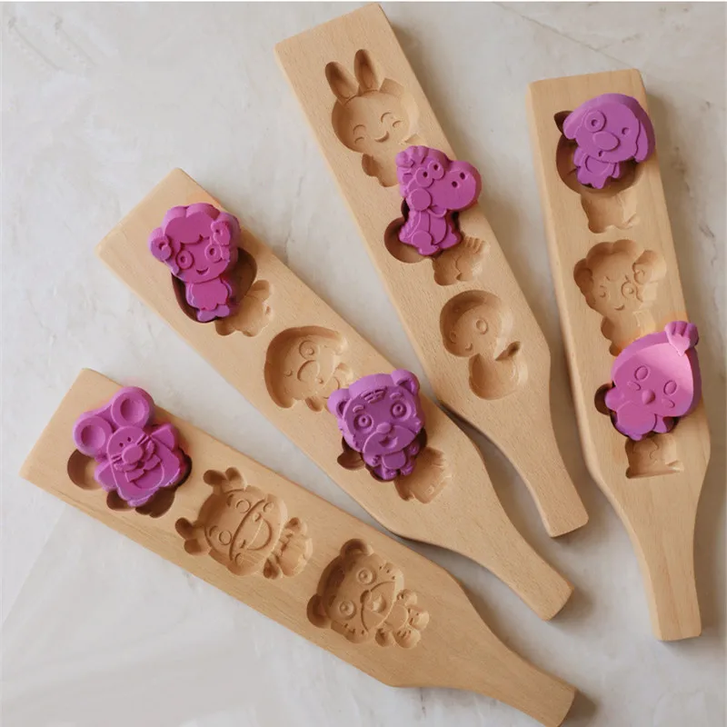 

XUNZHE Wooden Kitchen baking mold Twelve animal zodiac molds moon cakes model Rice cakes cookies muffins mold Make pastry helper