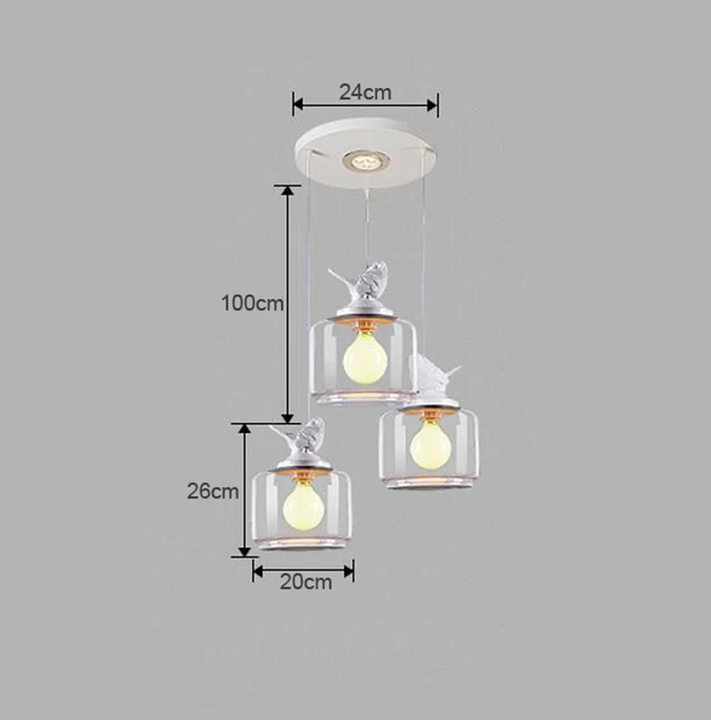 Творческий ресторан бар Детская комната спальня одна голова droplight смолы скандинавские современные стеклянные птицы droplight