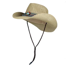 Летняя женская и мужская соломенная открытая западная ковбойская шляпа в стиле панк BrandSombrero Hombre пляжная ковбойская джазовая шляпа от солнца размер 56-58 см