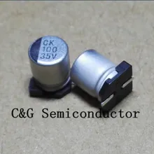 100 шт. 35В 100 мкФ SMD 6*7,7 мм Алюминий электролитические конденсаторы Хорошего качества по ограничению на использование опасных материалов в производстве