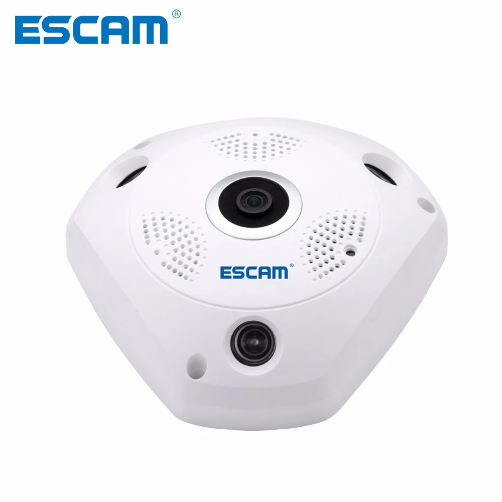 

ESCAM Shark QP180 960P IP Camera WiFi Network Fisheye 1.44mm 360 WiFi security Cameras Surveillance CCTV Camera support VR BOX