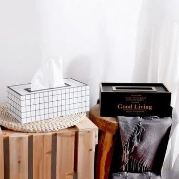 

Practical Boutique Nordic Style Wooden Tissue Box Creative Geometry Decorative Modern Tissue Paper Napkin Container For Home O