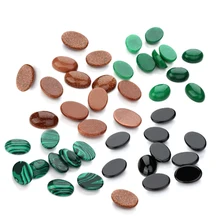 LOULEUR 10 pz/lotto Verde Nero Flatblack Cupola Ovale In Pietra Naturale Cabochons Perline 10*14/13*18/18*25mm per il FAI DA TE Monili Che Fanno