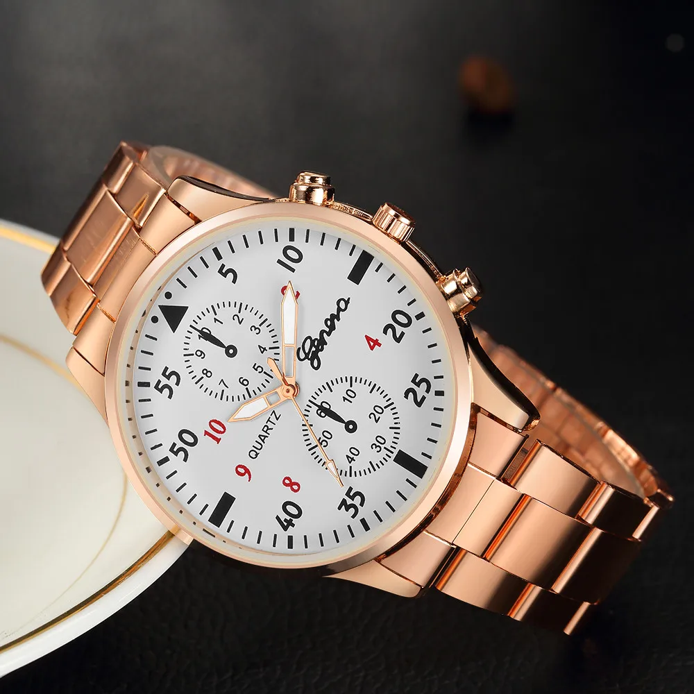Часы Для мужчин модные Военная нержавеющая сталь Спорт Кварцевые наручные часы Роскошь розовое золото часы бизнес класса Relogio Masculino Q5