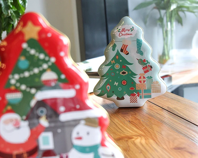 Большой размер дерево форма Рождественский Рисунок оловянные конфеты& Коробка для печенья шоколад коробка для хранения подарка многофункциональный чехол
