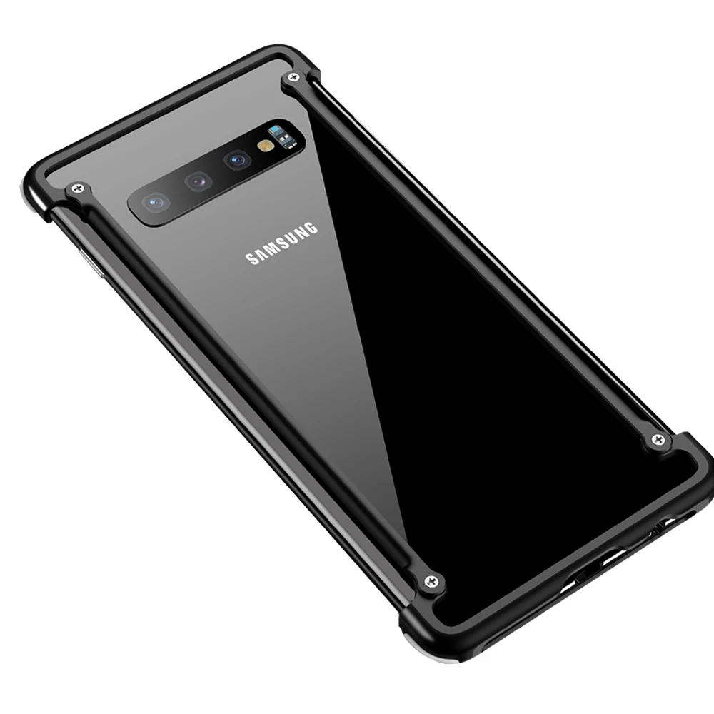 Роскошный металлический чехол Oatsbasf для samsung Galaxy S10 S10 Plus S10e, персональный металлический бампер, противоударный чехол - Color: black