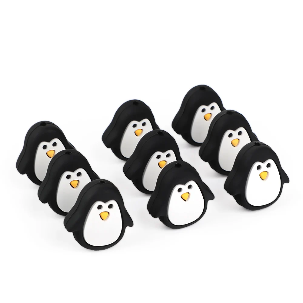 

50pc/lot Penguin Baby Teether Silicone Beads Nursing Pacifier Chain Clips Accessories Teething Necklace Silicone BPA FREE