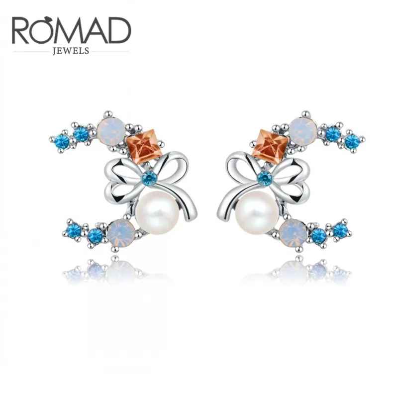 ROXI бренд romad белые золотые для ушей серьги-гвоздики женщин натуральная жемчужина