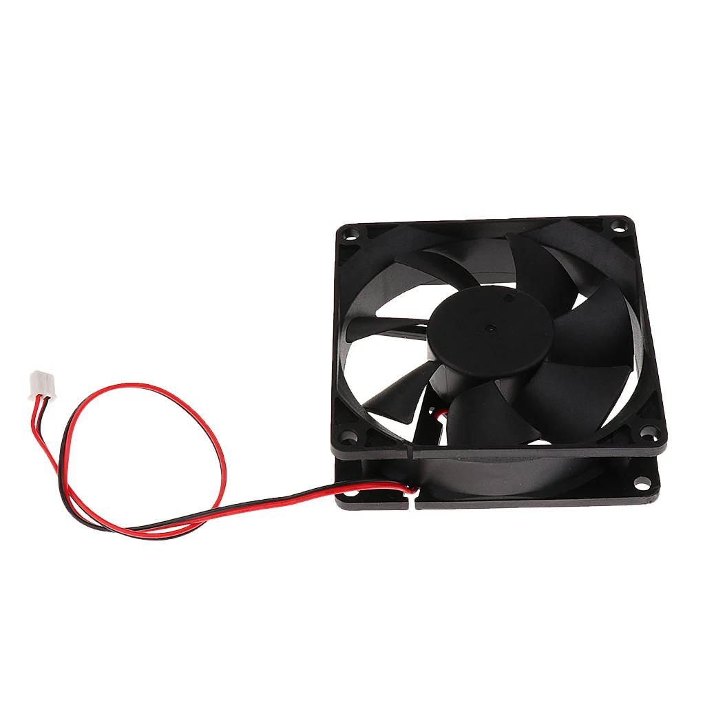  1 Pcs DC 12V Mini Cooling Computer Fan Small Computer Fan 80mm x 80mm DC Brushless 2-Pin Silent Strong Air Flow Computer Fan 