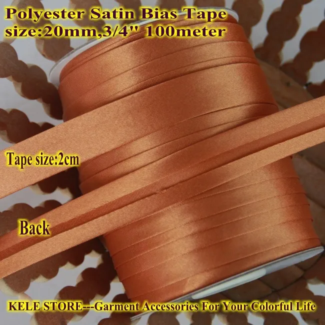 Free shipping Polyester Satin Bias Binding Tape,bias tape size 20mm