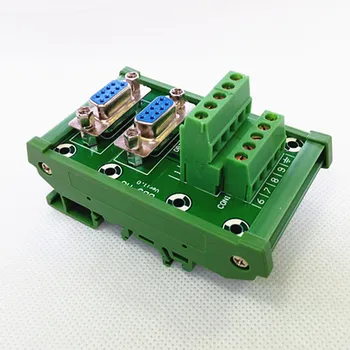 

D-SUB DB9 DIN Rail Mount Interface Module,Double Female Header Breakout Board, Terminal Block, Connector.