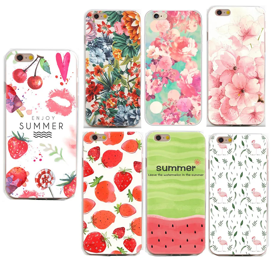 

Fruit Strawberry Watermelon Print Soft Cases For Apple Iphone 7 7 Plus 6 6S 5 5S SE Phone Bags Shell Clear Covers