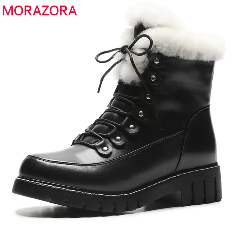 

MORAZORA 2020 new ankle boots for women high quality genuine leather boots fashion platform shoes woman winter snow boots