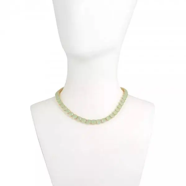 Amybaby зеленый камень граненый стекло Кристалл женские длинные цепочки и ожерелья серьги гвоздики браслет украшения вечерние - Окраска металла: 2