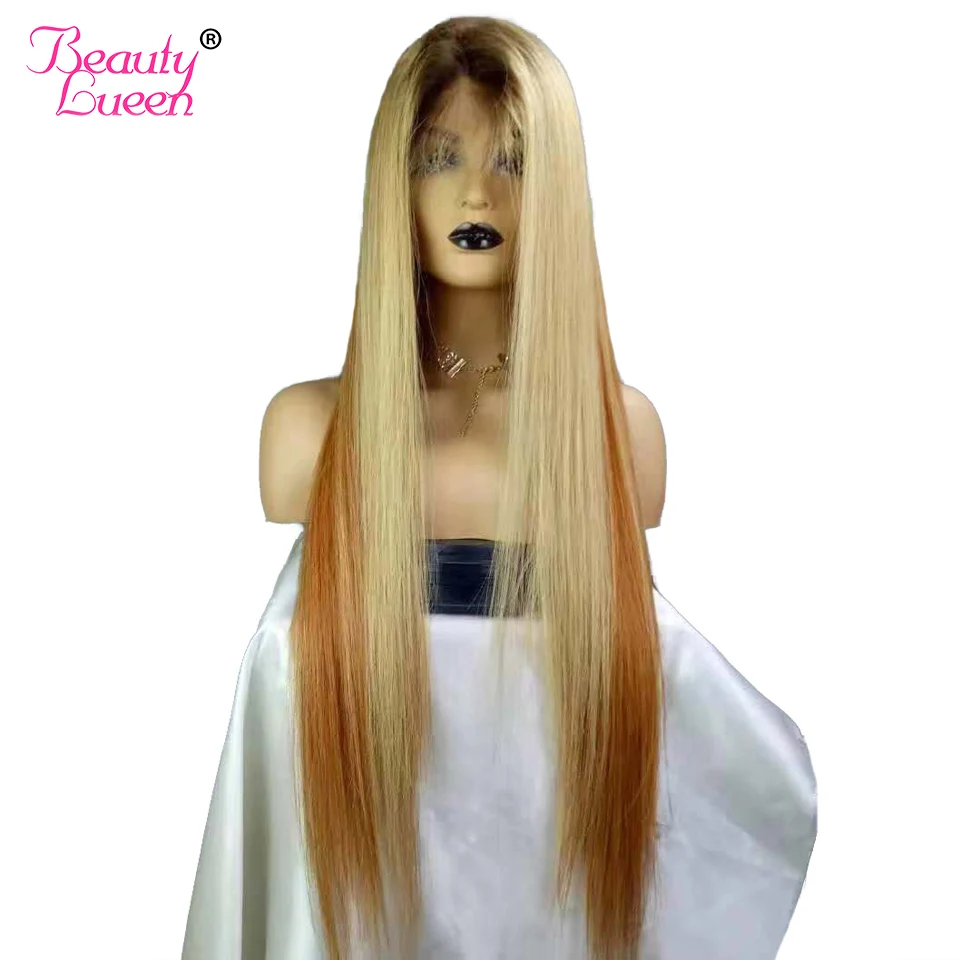 

Black And Blonde Lace Front Human Hair Wigs Remy Brazilian Straight Wigs 28"-8"Human Hair Lace Front Short Wigs For Black Women