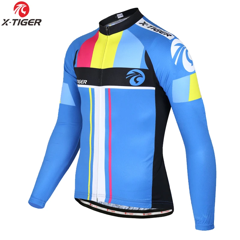 Мужская велосипедная Футболка X-Tiger из полиэстера, Ropa Ciclismo, одежда для горного велосипеда, спортивная одежда с длинным рукавом, одежда для велоспорта - Цвет: Cycling Jerseys only