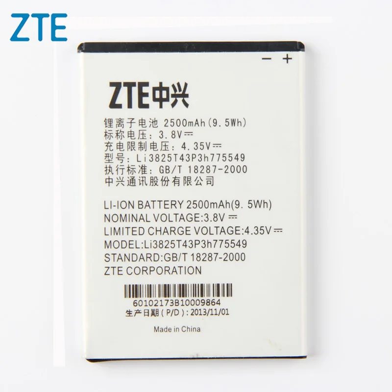 

Original ZTE Li3825T43p3h775549 battery For ZTE GRAND X QUAD V987 U935 V967 N9810 N9101 2500mAh