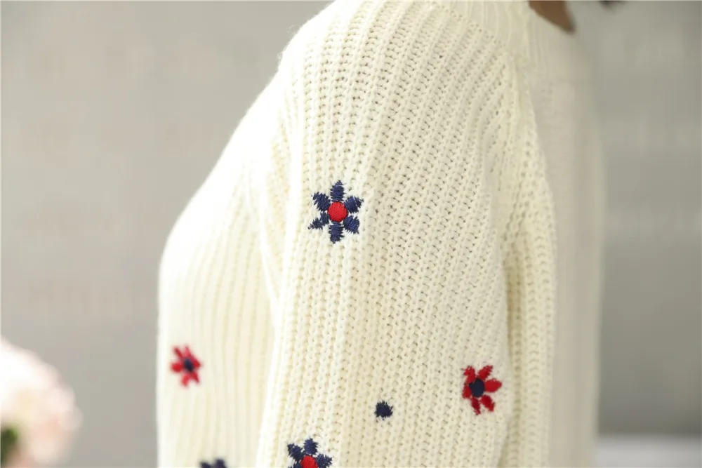 2018 Autumn Sweater Women Embroidery Knitted Winter  (16)